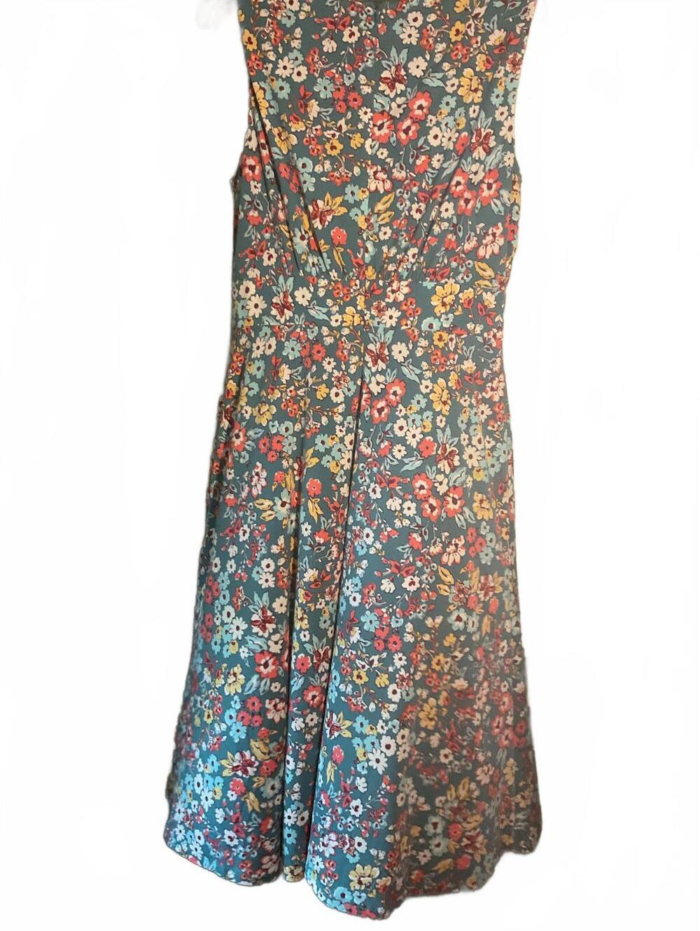 North style Beautiful Floral Print Summer Dress with Pleated Bodice Size 12 - Picture 7 of 9